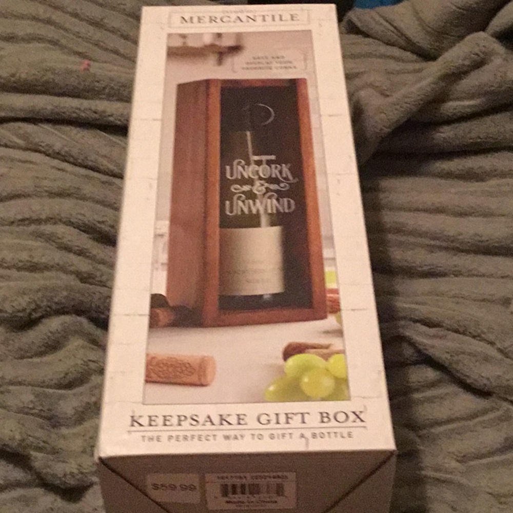 NWT Studio Mercantile Keepsake Gift Box Uncork & Unwind Brown 15.5 x 6 x 5.5
